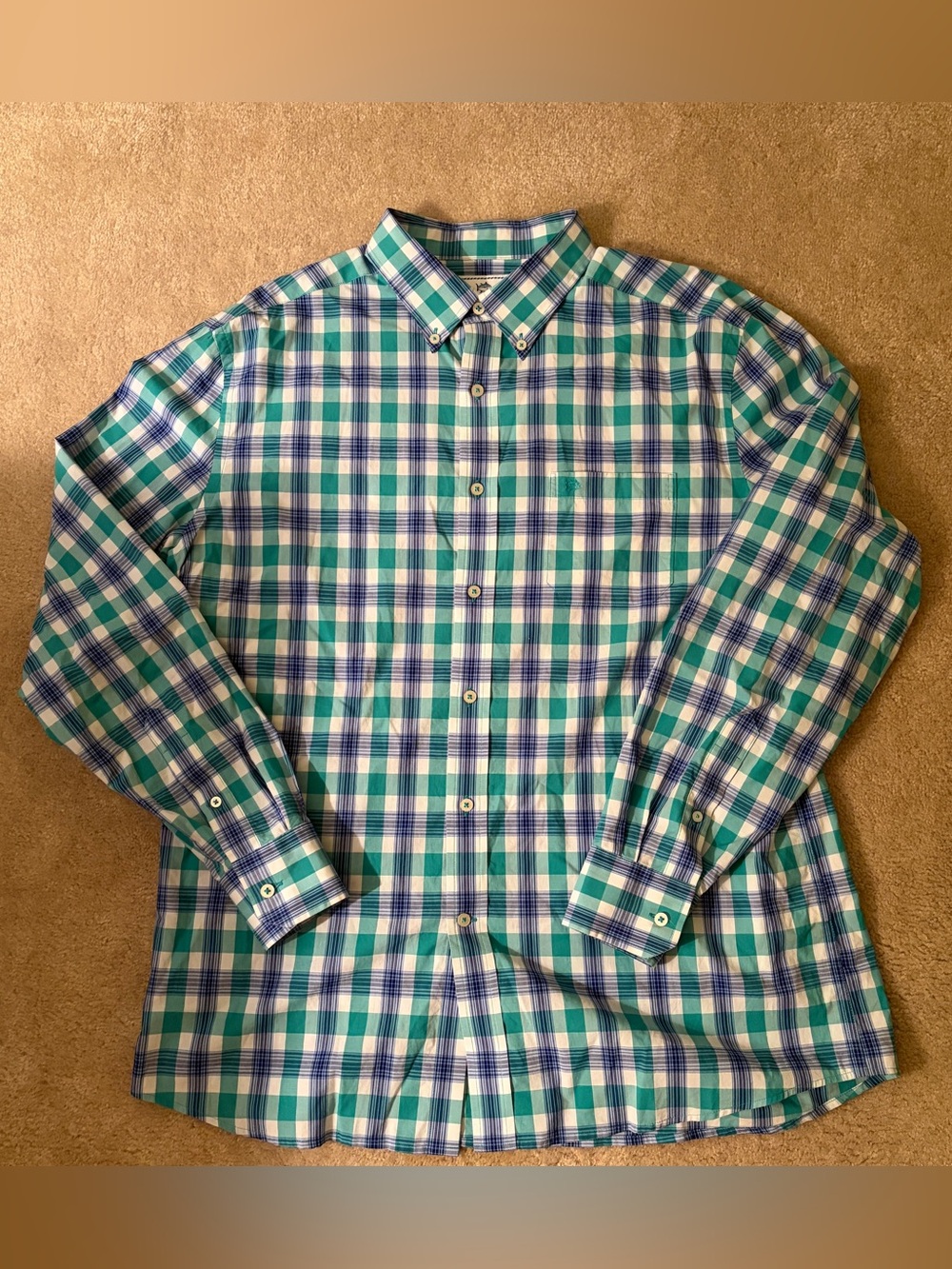 Southern Tide Teal and Blue Plaid Button-Down Shirt
